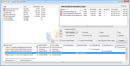 Compare Files and Folders Functionality Window