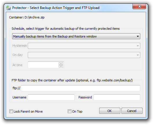 Backup and Restore Select Action Trigger and FTP Upload